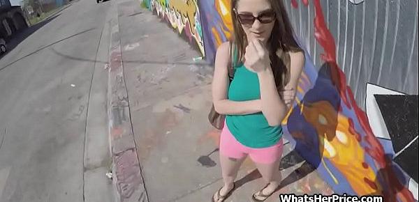 Public quickie with big tit broke teen